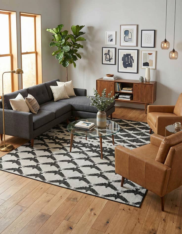 Detail image of 10' x 10'  Washable Modern Indoor / Outdoor Square Rug