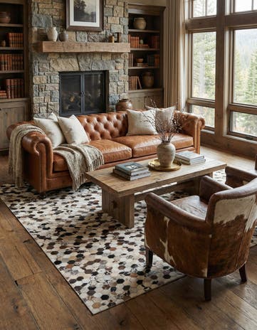 5' 1 x 8' 2 Cowhide Leather Rug
