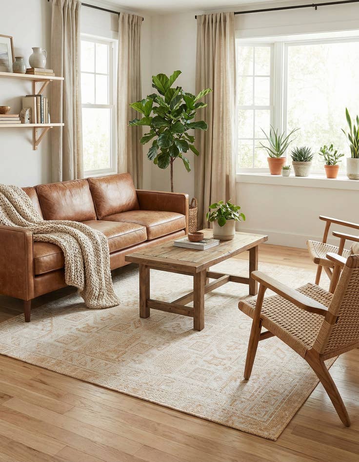 Detail image of 5' 3 x 5' 3  Washable Aztec Indoor / Outdoor Square Rug