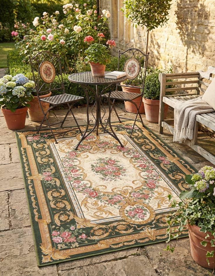 Detail image of 4' x 6'  Washable Traditional Indoor / Outdoor Rug