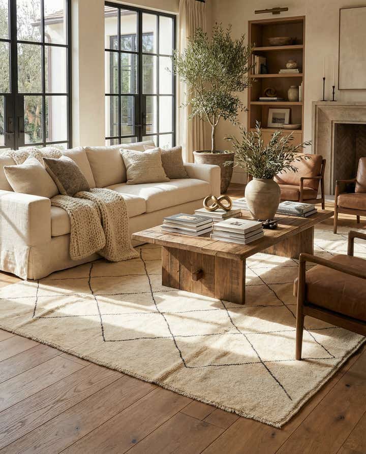 8' 1 x 9' 8 Hand Knotted Moroccan Wool Rug