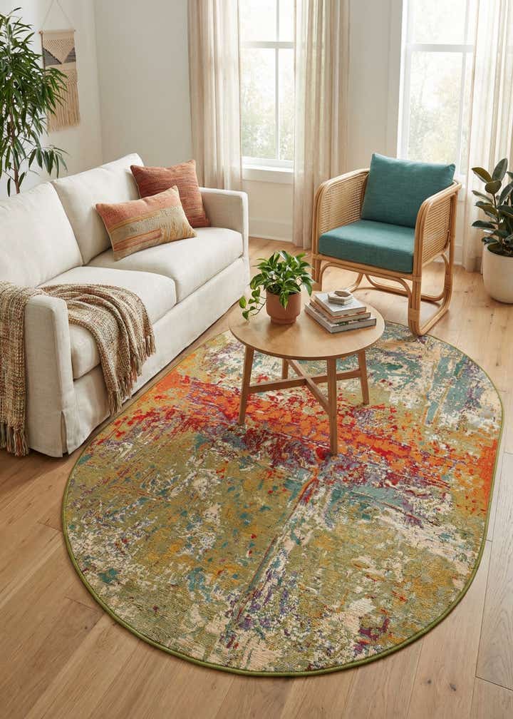 4' x 6' Easy-Clean Modern Indoor / Outdoor Oval Rug