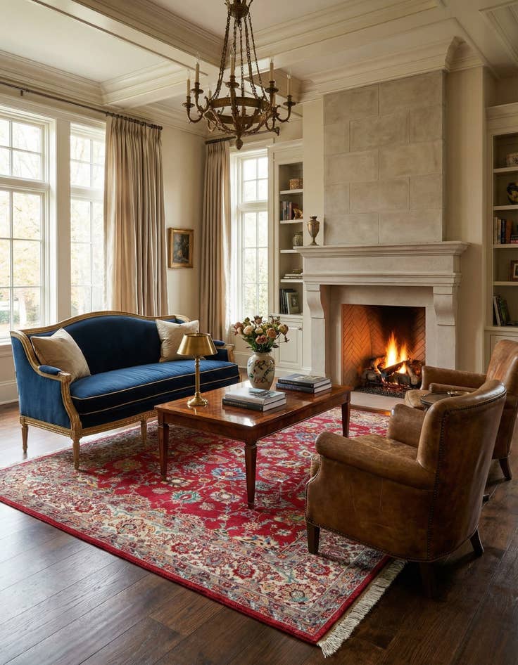 Detail image of 8' 2 x 11' 6  Hand Knotted Isfahan Wool Rug