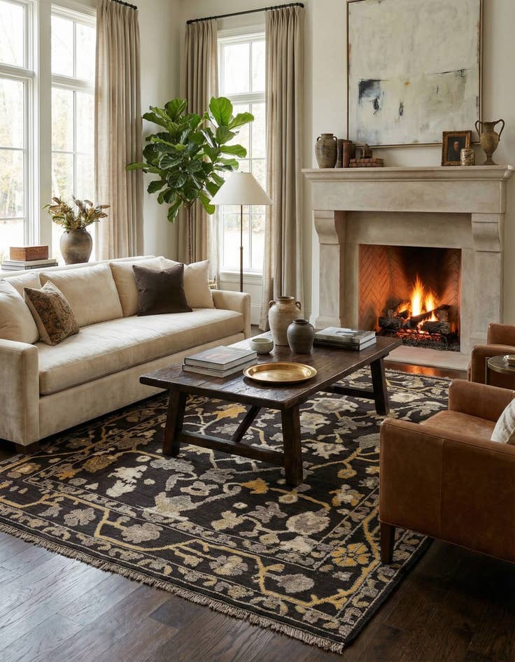 Detail image of 9' 2 x 12' 3  Hand Knotted Oushak Wool Rug