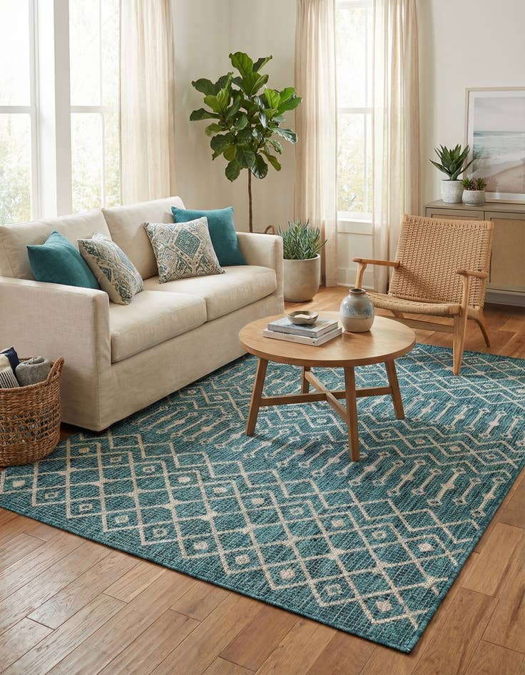 Detail image of 4' x 6'  Washable Trellis Indoor / Outdoor Rug