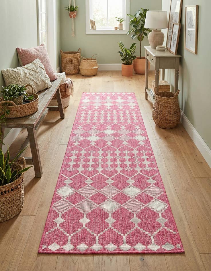 Detail image of 2' x 8' Easy-Clean Trellis Indoor / Outdoor Runner Rug