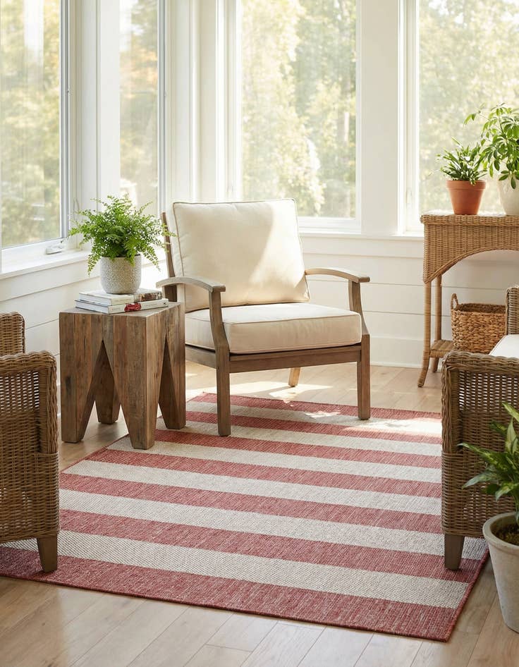 Detail image of  6' x 6'  Washable Ribbon Indoor / Outdoor Square Rug