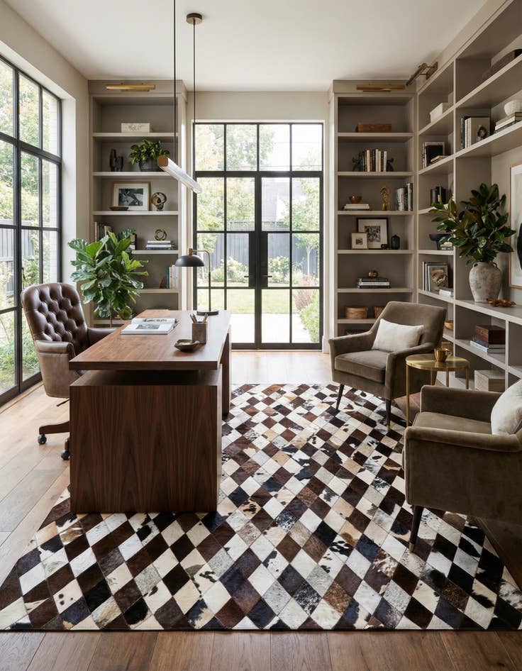 Detail image of 5' 8 x 7' 1 Cowhide Stocks Rug