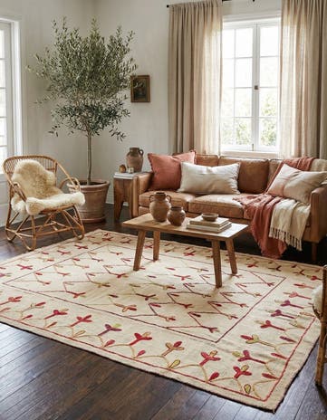6' x 7' 4 Hand Woven Kilim Suzani Wool Rug
