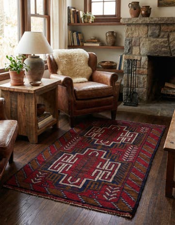 2' 9 x 4' 7 Hand Knotted Balouch Persian Wool Rug