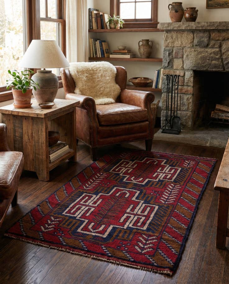 Detail image of 2' 9 x 4' 7 Hand Knotted Balouch Persian Wool Rug