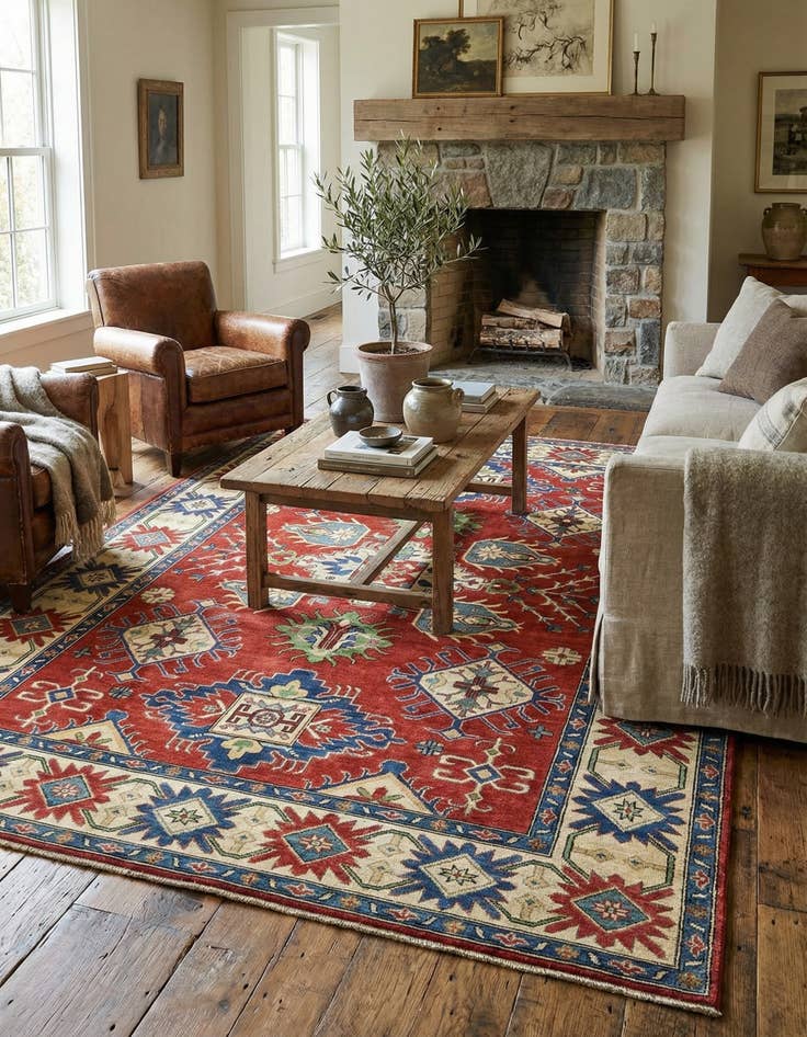 Detail image of 6' 6 x 9' 7  Hand Knotted Kazak Oriental Rug