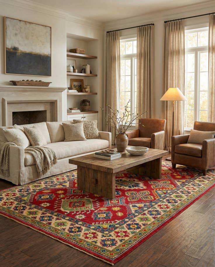 Detail image of 5' 10 x 9' 2 Hand Knotted Kazak Rug