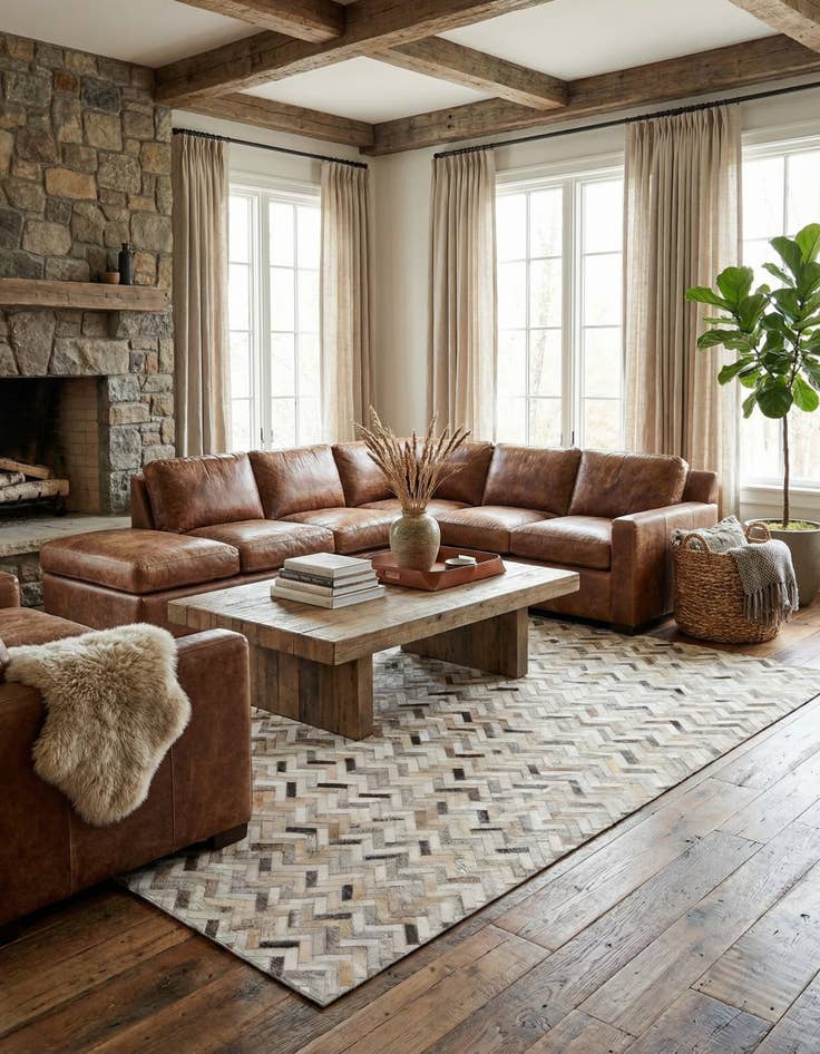 Detail image of 4' 10 x 7' 9 Cowhide Stocks Rug