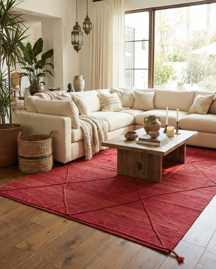 Detail image of 6' 10 x 9' 10 Hand Knotted Moroccan Wool Rug