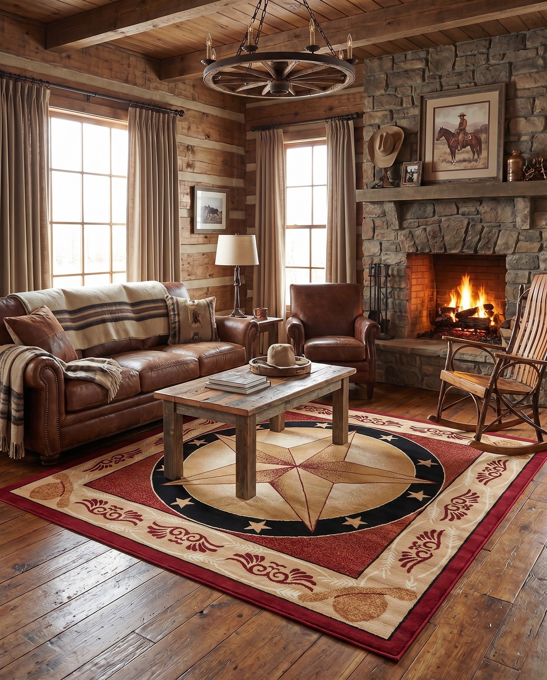 Red Pioneer Square Rug