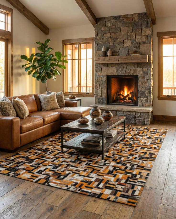 Detail image of 5' x 7' 11 Cowhide - Patchwork Rug