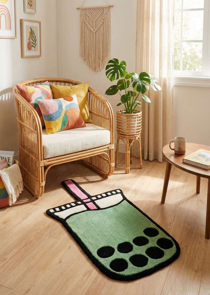 1' 7 x 3' 1 Happy Rugs Boba Tea Wool Freeform Mat