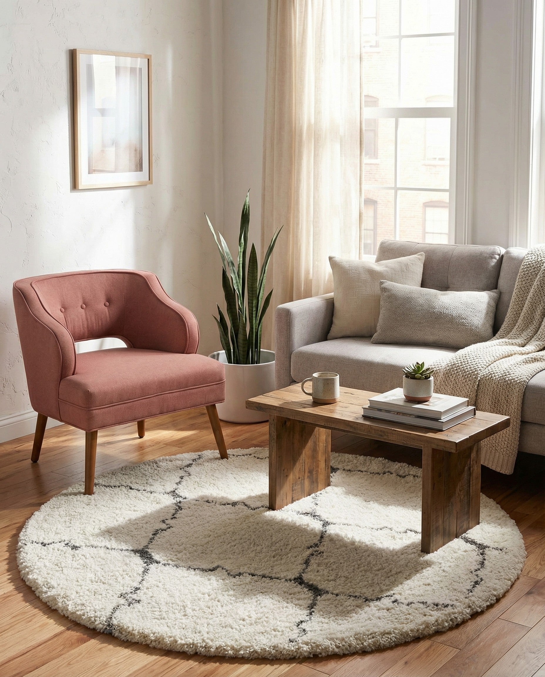  5' x 5' Moroccan Shag Round Rug