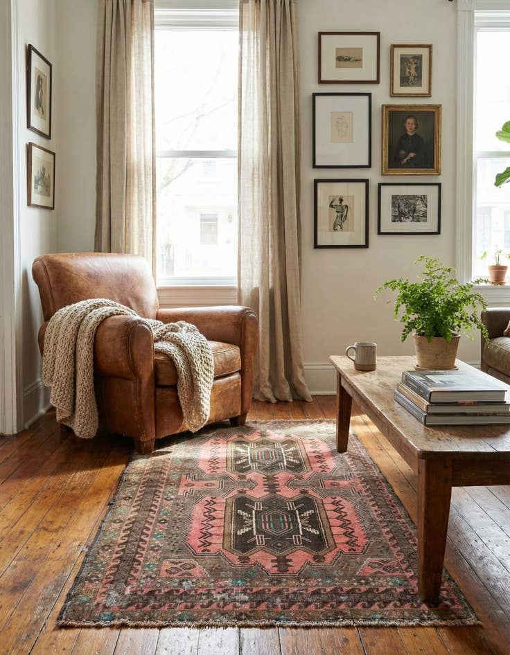 Detail image of  2' 6 x 4' 6  Hand Knotted Ultra Vintage Persian Wool Rug