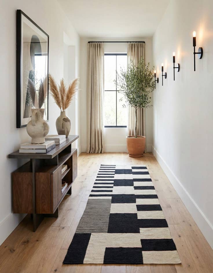 Detail image of 2' 8 x 9' 7  Hand Woven Kilim Modern Wool Runner Rug