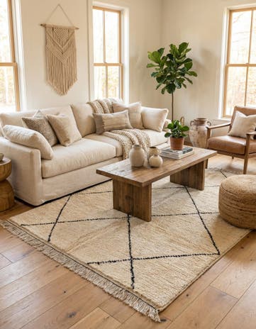 5' 1 x 7' 3 Hand Knotted Moroccan Wool Rug