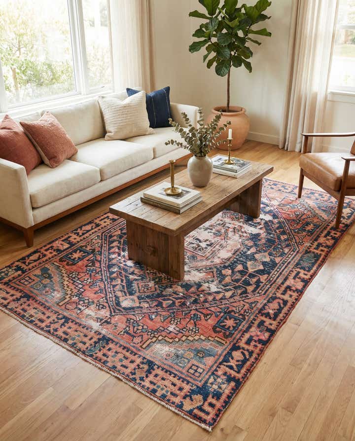 4' 2 x 6' 5 Hand Knotted Ultra Vintage Persian Wool Rug