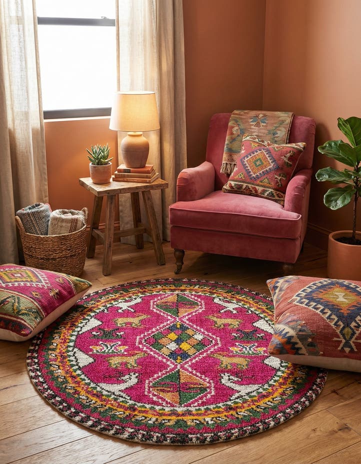 3' 3 x 3' 3 Washable Mesa Round Rug