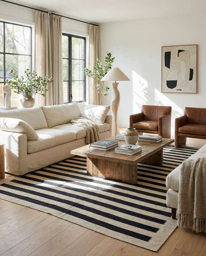 6' 9 x 9' 7 Hand Woven Kilim Modern Wool Rug