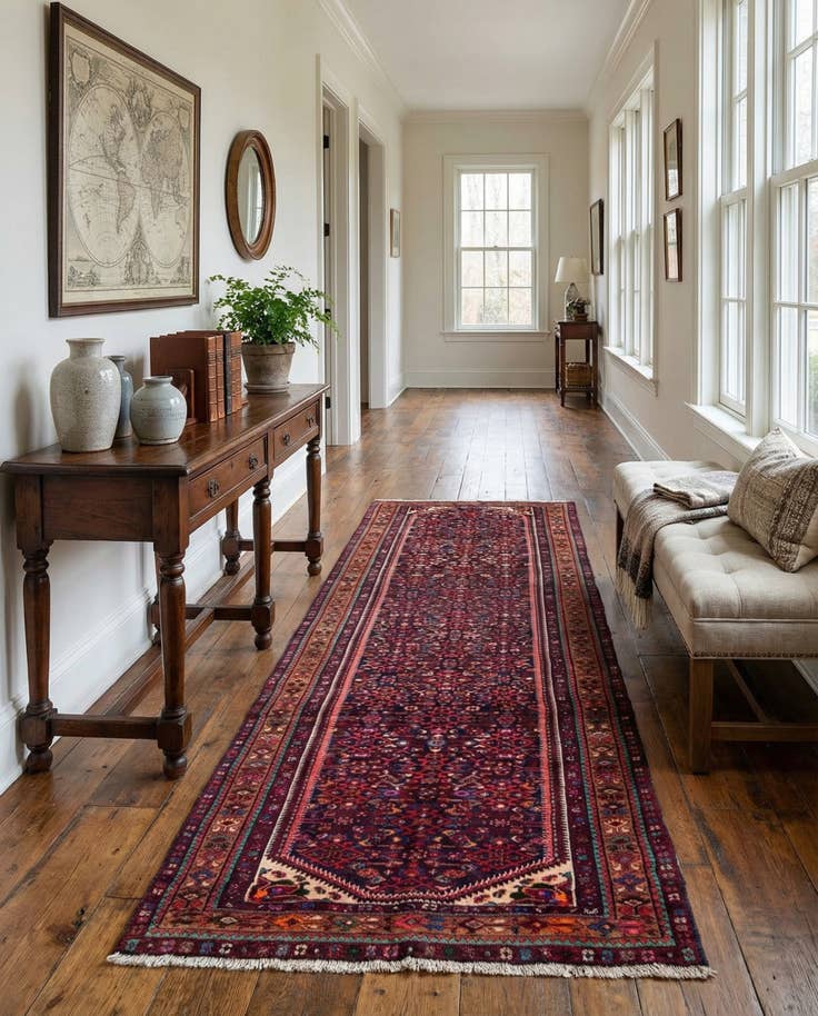 Detail image of 3' 8 x 10' Hand Knotted Bidjar Persian Wool Runner Rug