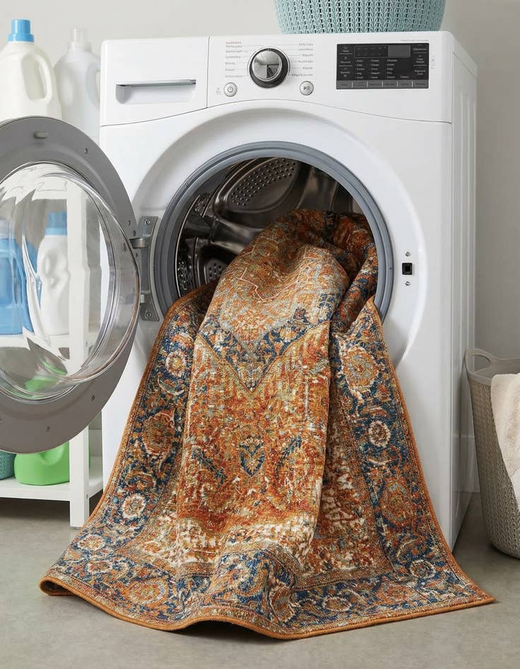 Detail image of 5' 3 x 8'  Washable Traditional Indoor / Outdoor Rug