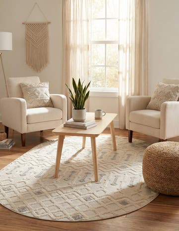 Sandy Beige Arlo Oval Rug