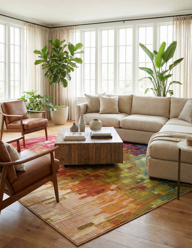 Detail image of 10' x 10'  Washable Modern Indoor / Outdoor Square Rug