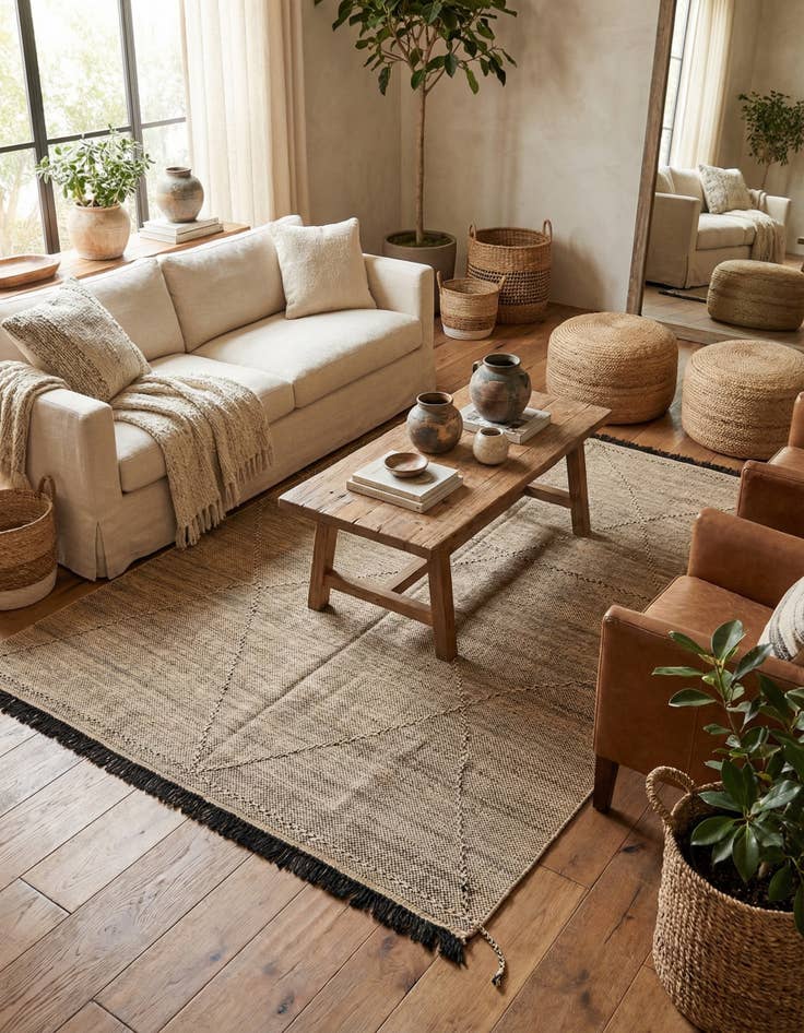 Detail image of 6' 1 x 7' 8  Hand Knotted Moroccan Wool Rug