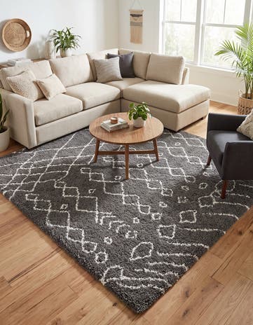 Gray Marrakesh Shag Square Rug