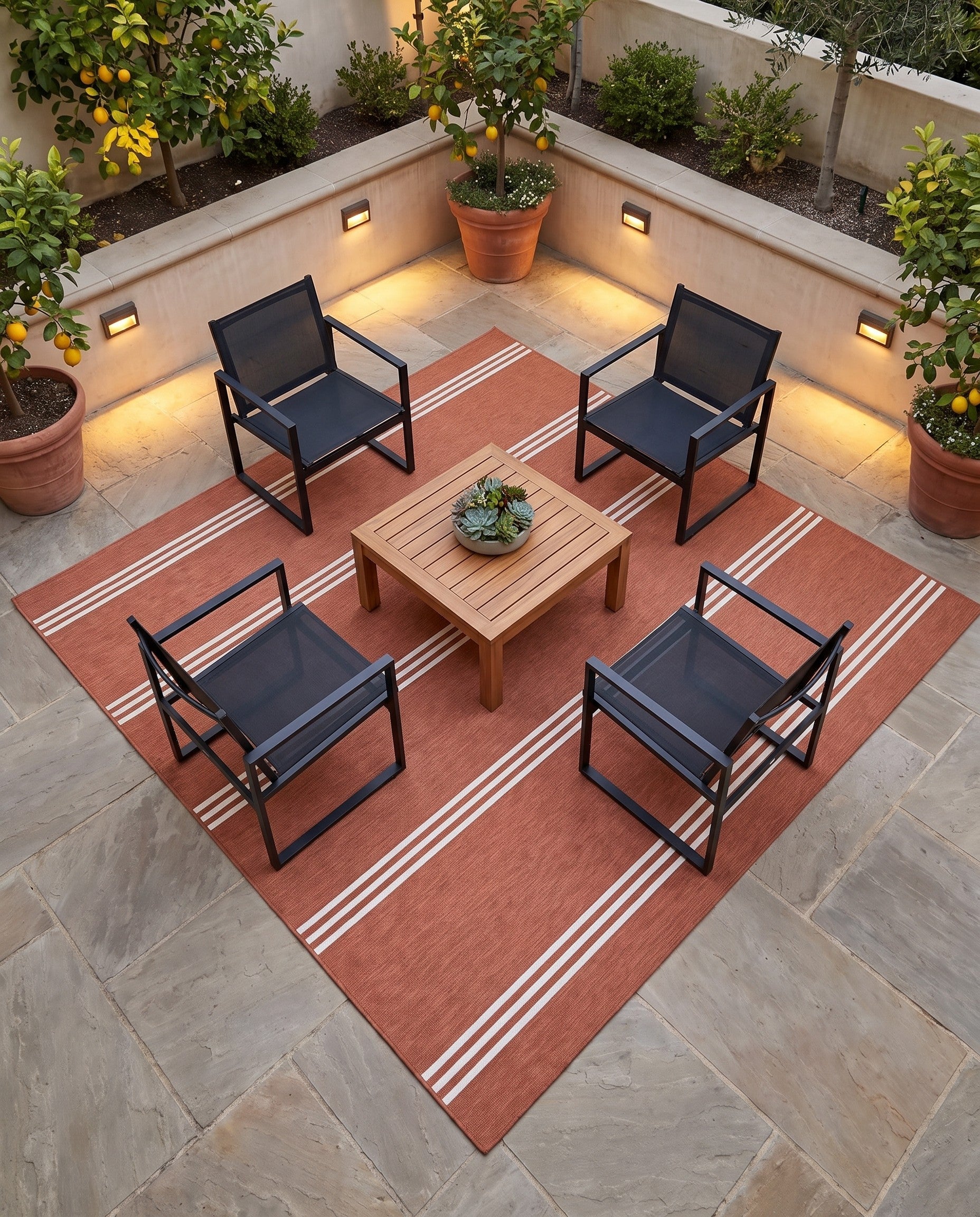 Rust Red Easy-Clean Jill Zarin Anguilla Indoor / Outdoor Square Rug