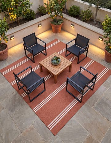 Rust Red Easy-Clean Jill Zarin Anguilla Indoor / Outdoor Square Rug