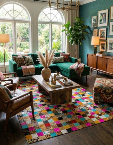 5' 1 x 8' Cowhide Leather Rug
