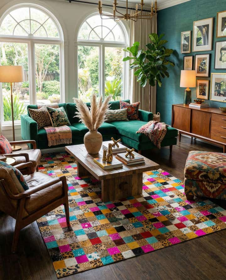 5' 1 x 8' Cowhide Leather Rug