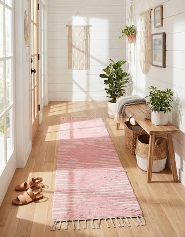 2' x 8' Hand Woven Chindi Cotton Runner Rug