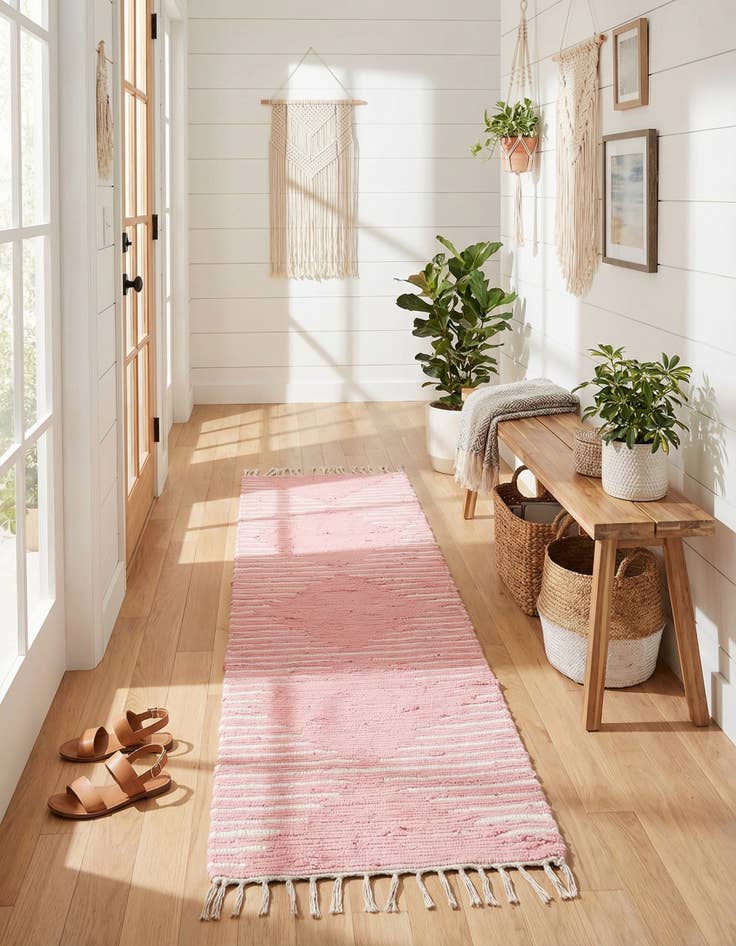 Detail image of  2' x 8'  Hand Woven Chindi Cotton Runner Rug