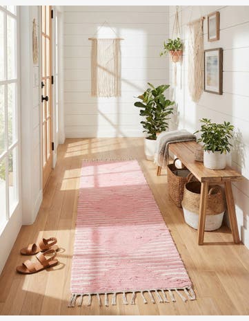 2' x 8' Hand Woven Chindi Cotton Runner Rug