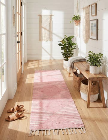 2' x 8' Hand Woven Chindi Cotton Runner Rug