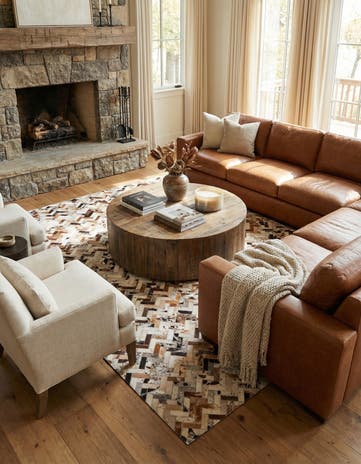 5' x 7' 8 Cowhide Leather Rug