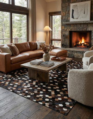 5' 1 x 8' Cowhide Leather Rug