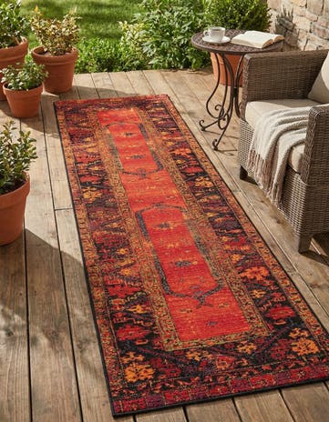 2' 7 x 10' Easy-Clean Tribal Indoor / Outdoor Runner Rug