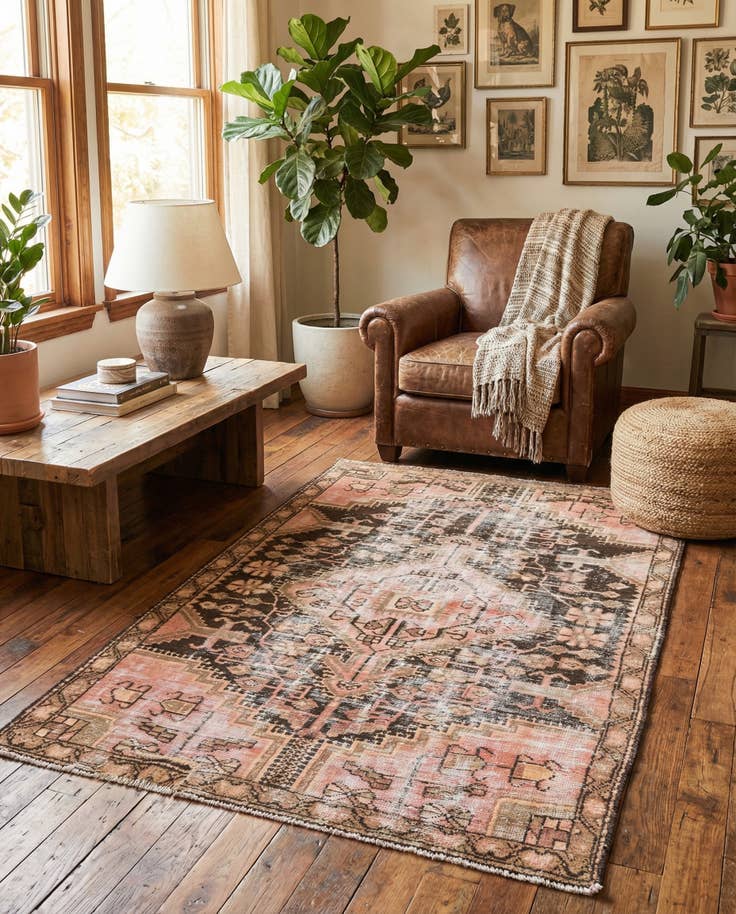 Detail image of 3' 7 x 5' 10 Hand Knotted Ultra Vintage Persian Wool Rug