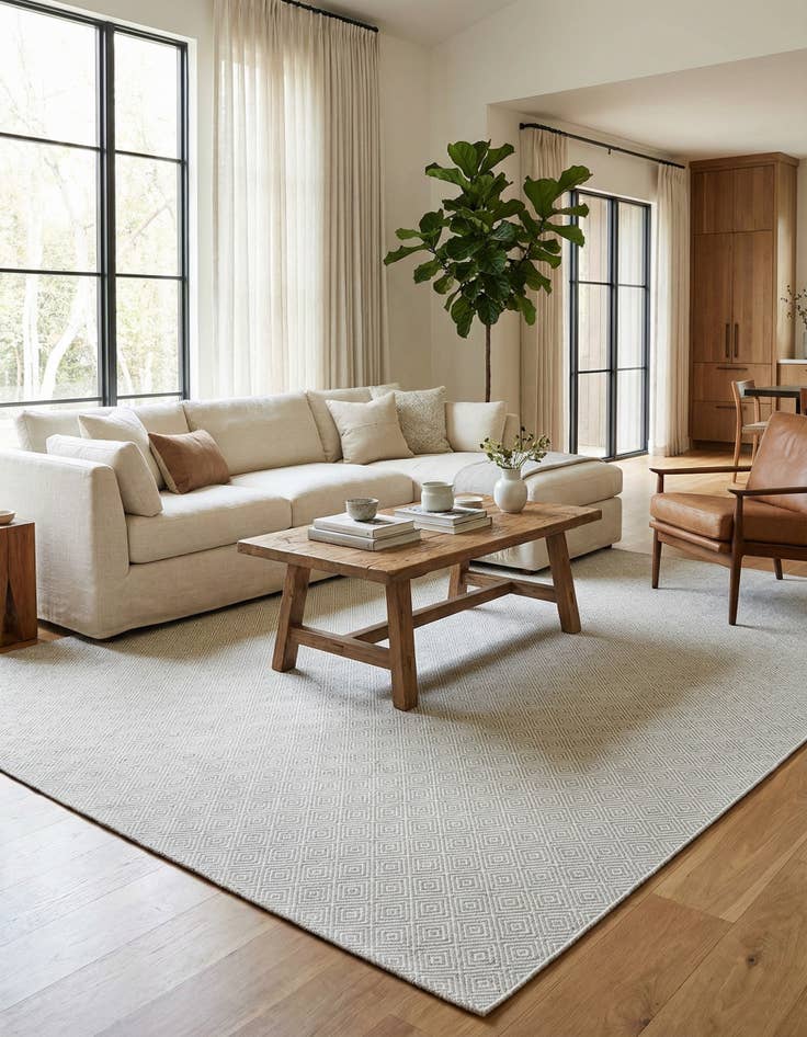 Detail image of 10' x 14' 1  Hand Woven Geo Trellis Flatweave Rug