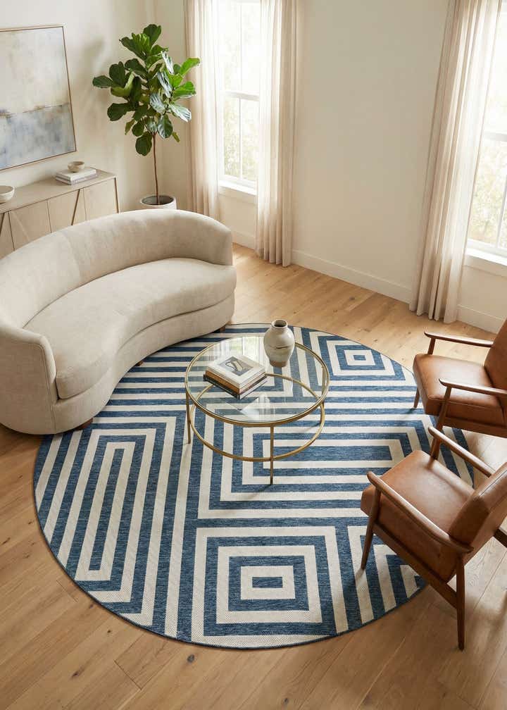 12' x 12' Easy-Clean Modern Indoor / Outdoor Round Rug