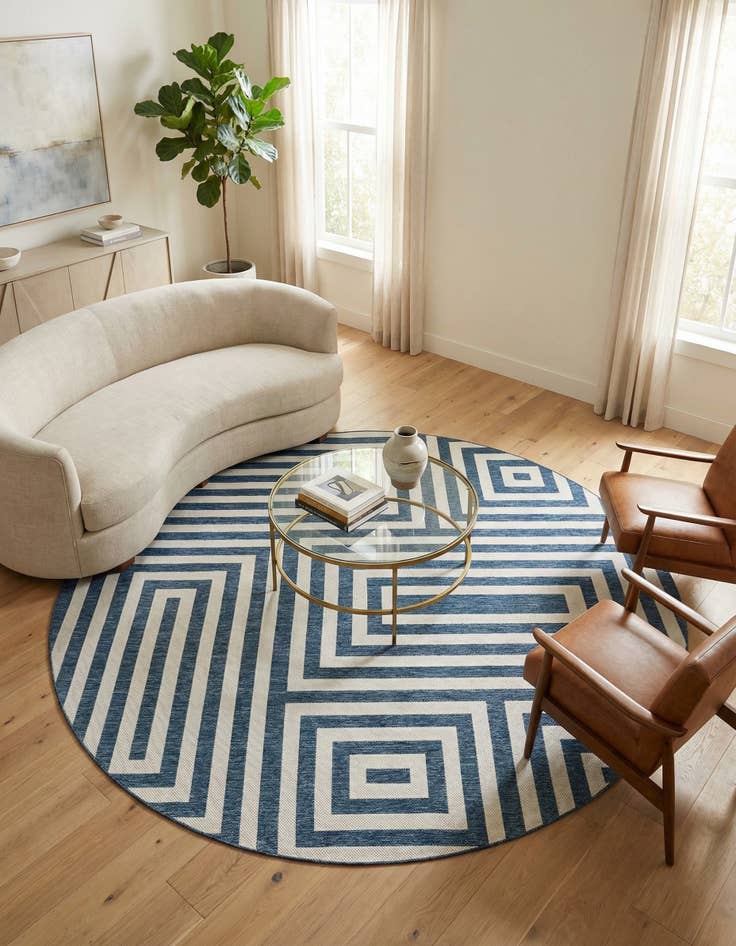 Detail image of 12' x 12'  Washable Modern Indoor / Outdoor Round Rug